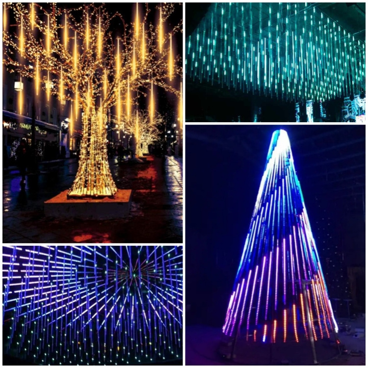 WTL Solar String Bulbs Outdoor Garden Tree Decoration Decorative Lighting Motif Hanging Christmas Rain Meteor Shower LED Lights