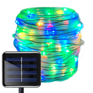 Clearance solar lights string 100LED tube lights 12 meters 2 mode copper wire PVC garden Christmas decoration colorful lights