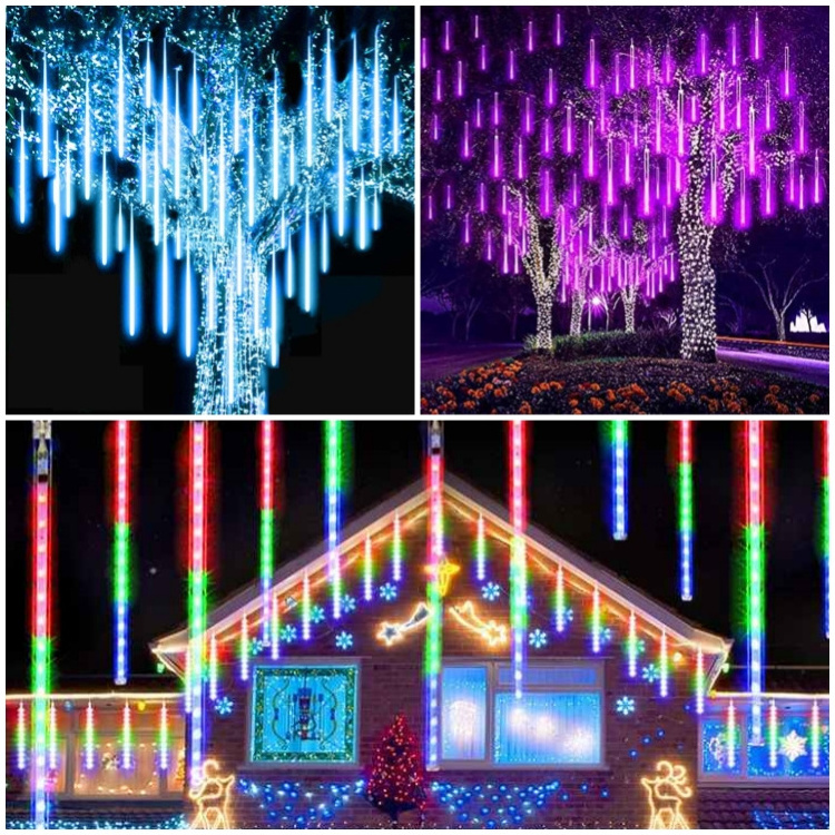 WTL OEM Solar String Bulbs Outdoor Garden Decoration Motif Fairy Decorative Lighting Christmas Tree Rain Meteor Shower LED Light