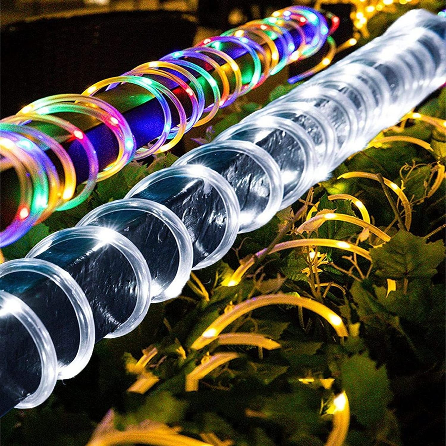 Clearance solar lights string 100LED tube lights 12 meters 2 mode copper wire PVC garden Christmas decoration colorful lights