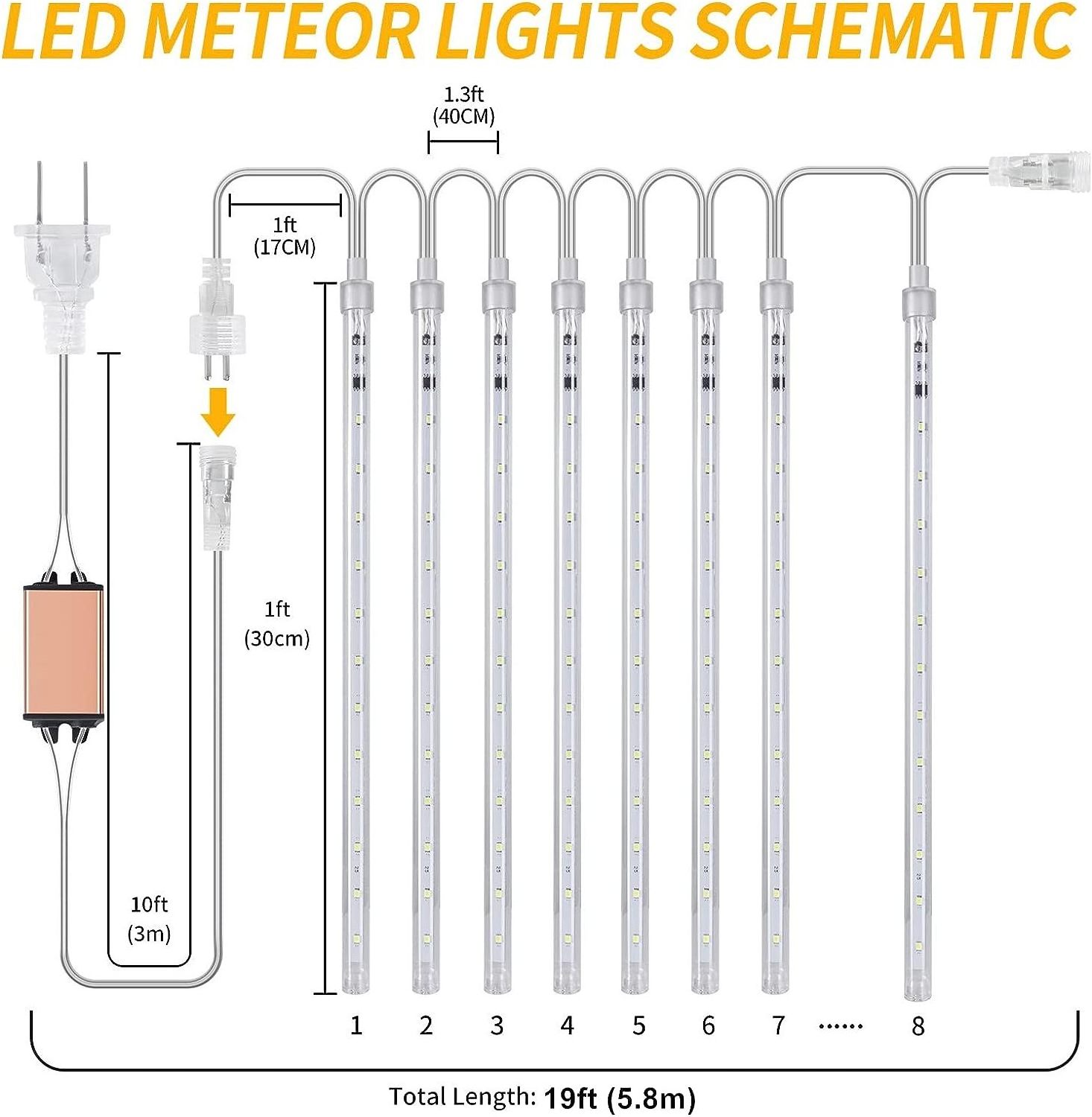 Rain Drop meteor shower led lights Icicle 30CM 50CM 80CM outdoor solar meteor lights decoration commercial