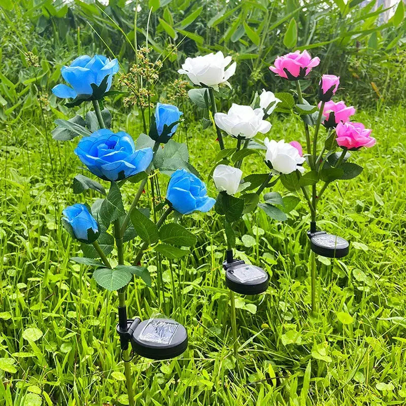 JXJT Lawn Decor Rose Lamp Plastic Glass Bulb Decorative Lighting Christmas Decoration Outdoor LED Solar Garden Lights for Tree