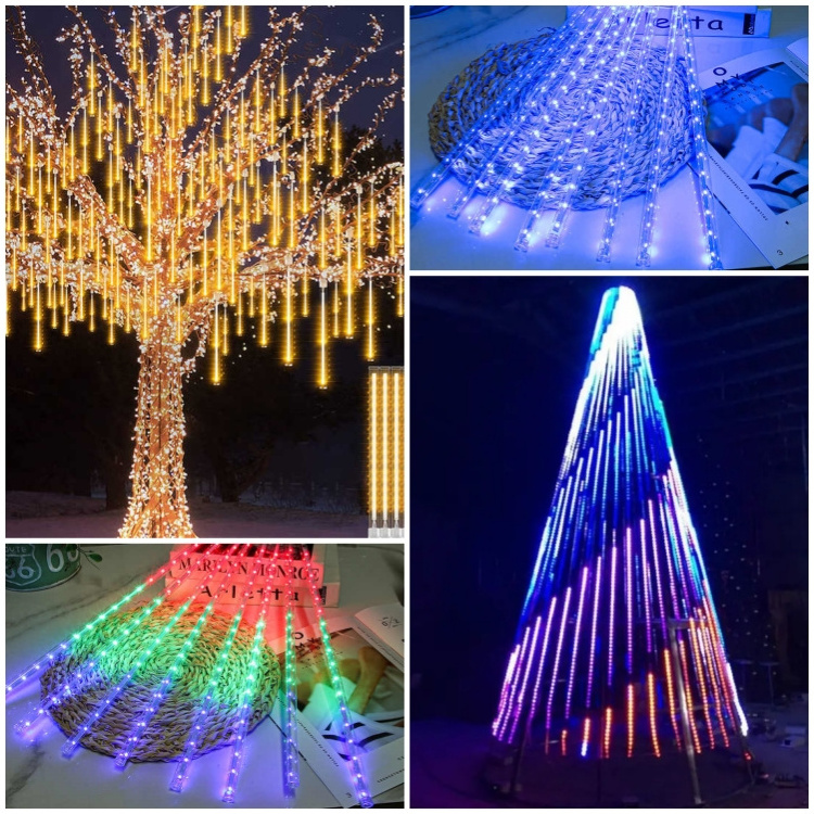 WTL OEM Solar String Bulbs Outdoor Garden Tree Decoration Decorative Lighting Smart LED Meteor Shower Christmas Lights Outside