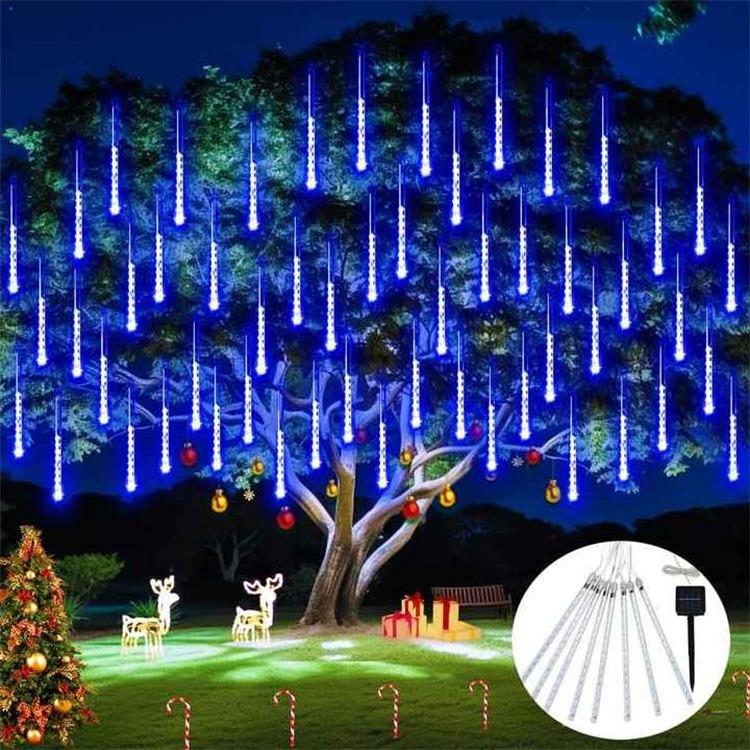 WTL Solar String Bulbs Outdoor Garden Tree Decoration Decorative Lighting Motif Hanging Christmas Rain Meteor Shower LED Lights