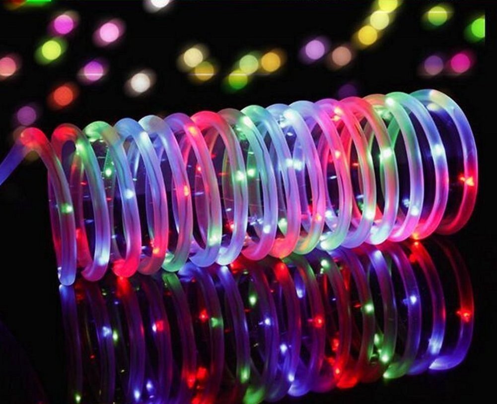 Clearance solar lights string 100LED tube lights 12 meters 2 mode copper wire PVC garden Christmas decoration colorful lights