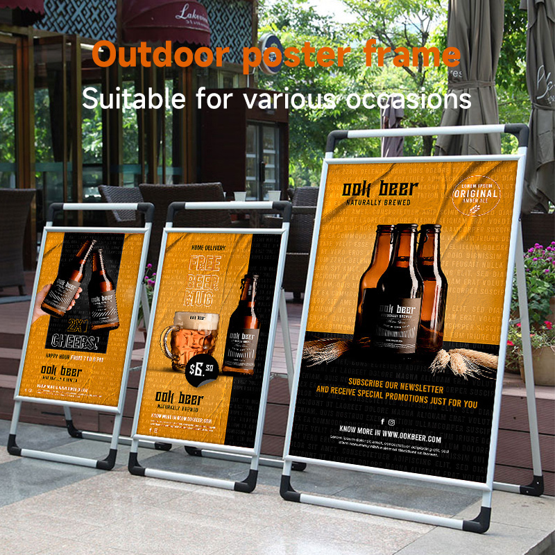 A0/A1/A2 Sidewalk Sign Outdoor Poster Holder Stand One Sided Poster Outdoor Advertising Sign Stand