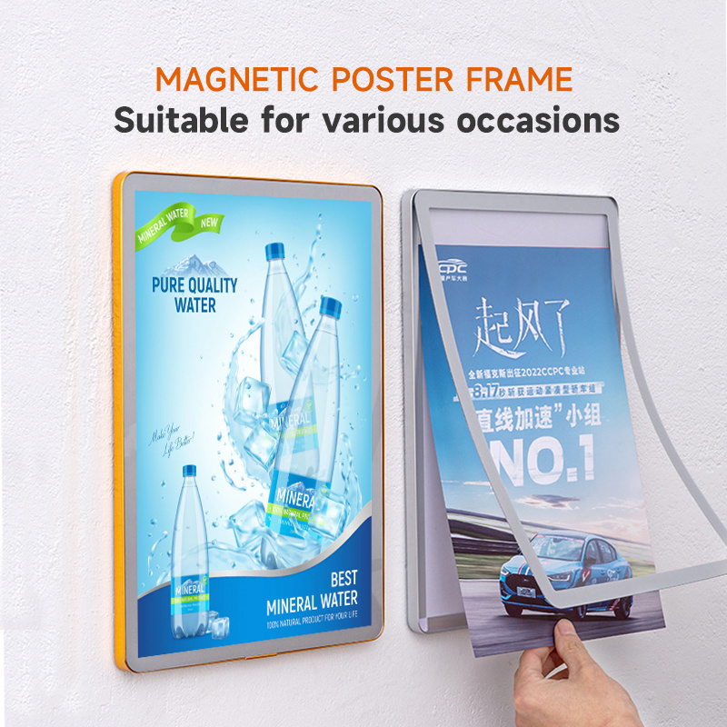 A1/A2/A3/A4 15mm Thickness Wall Mount Advertising Poster Frame PVC Magnetic Sign Holder Magnetic Poster Frame