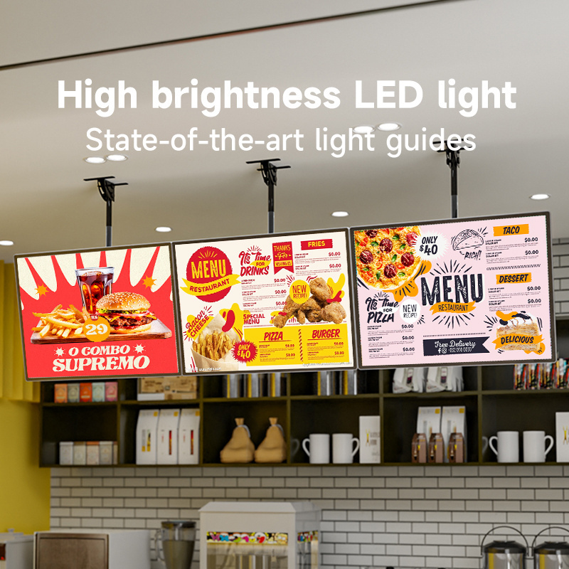 A1/A2 Milk Tea Shop Menu Illuminated Ultra Super Thin Slim LED Light Box Led Menu Board Light Box Ceiling Hanging