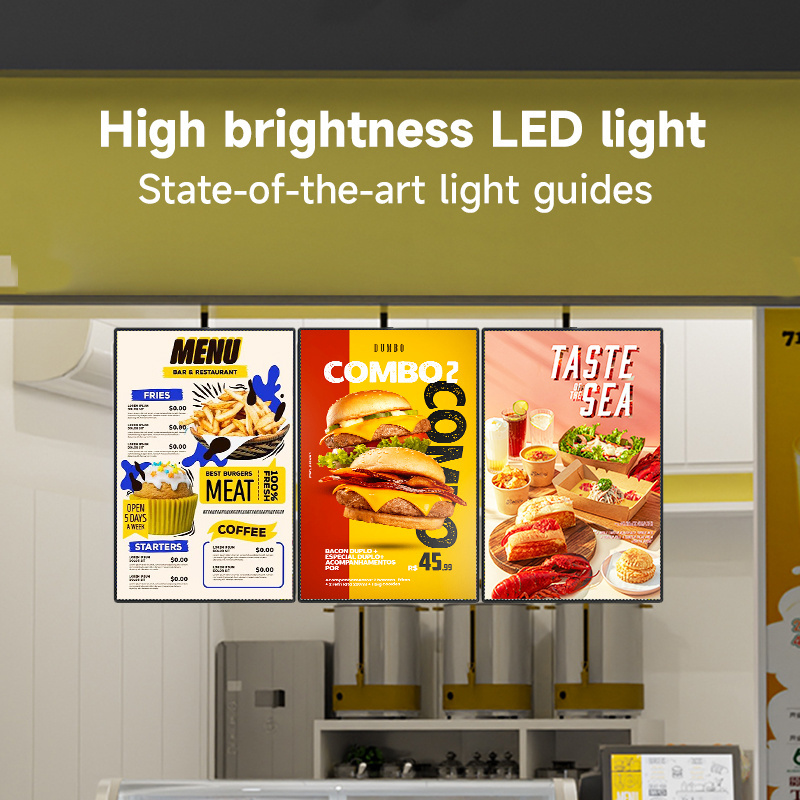 A1/A2 Milk Tea Shop Menu Illuminated Ultra Super Thin Slim LED Light Box Led Menu Board Light Box Ceiling Hanging