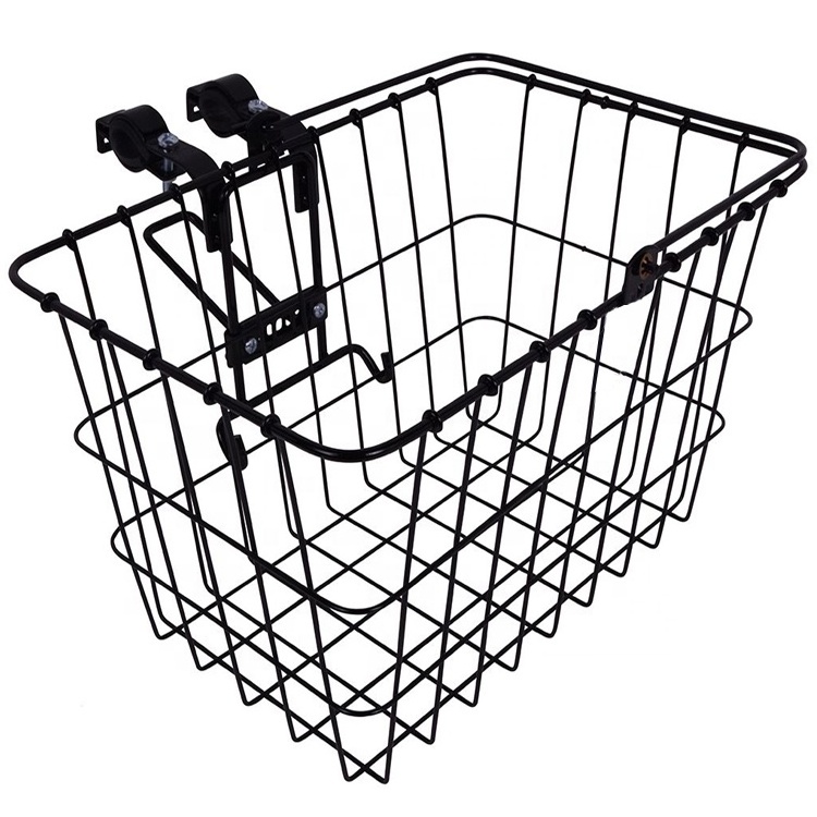 Powder Coated Hanging Large Steel Bicycle Front Basket Dog Carrier