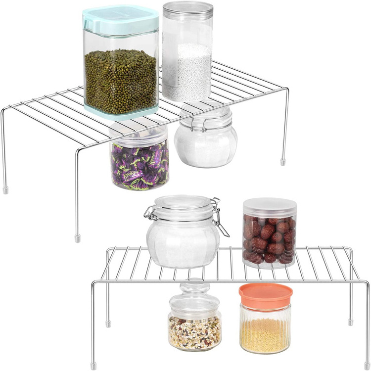 White Metal Wire Rack Kitchen Cupboard Organizer Storage Cabinet Shelf