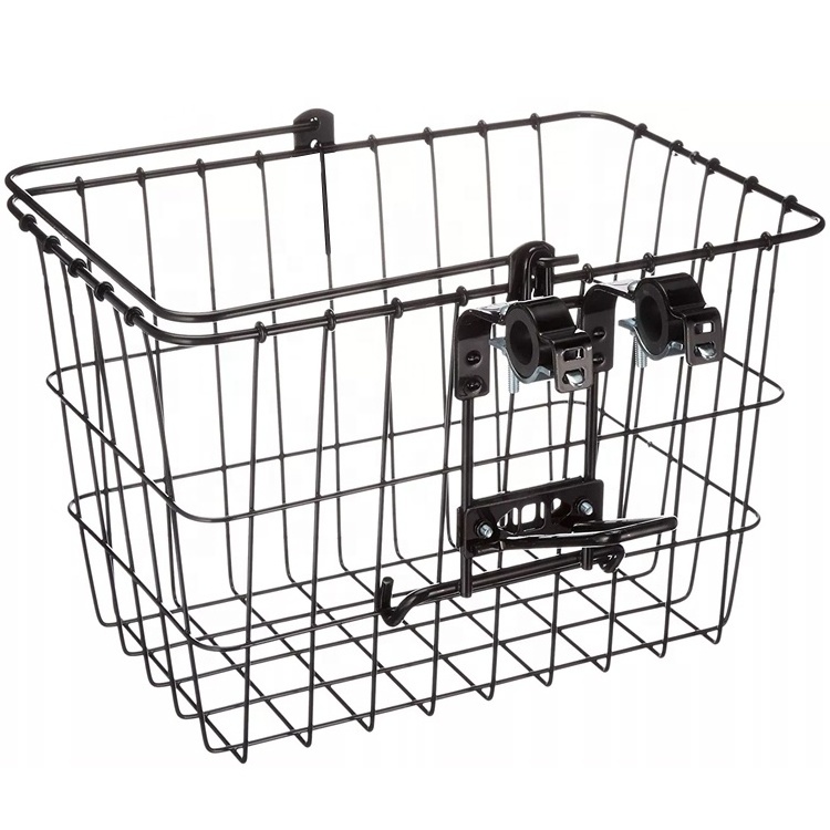 Powder Coated Hanging Large Steel Bicycle Front Basket Dog Carrier