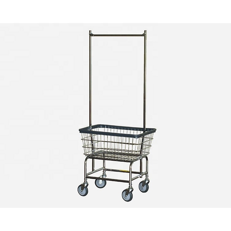 Large Capacity Metal Used Laundry Cart Basket On Wheels For Home Hotel