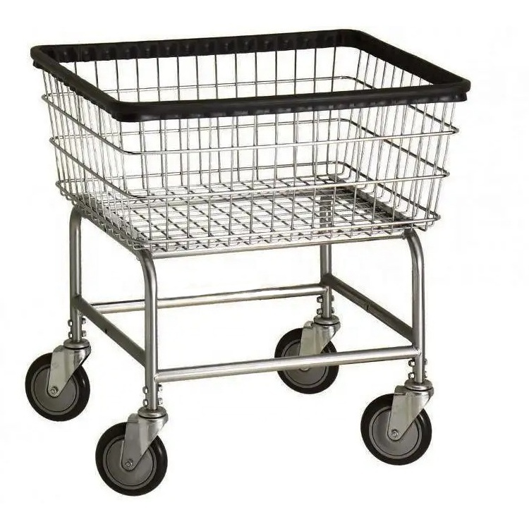 Heavy Duty Rolling Laundry Cart With Removable Basket And Hanging Bar