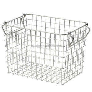 Kitchen Bathroom Rectangle Stainless Steel Basket With Handle