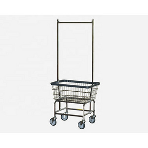 Heavy Duty Rolling Laundry Cart With Removable Basket And Hanging Bar