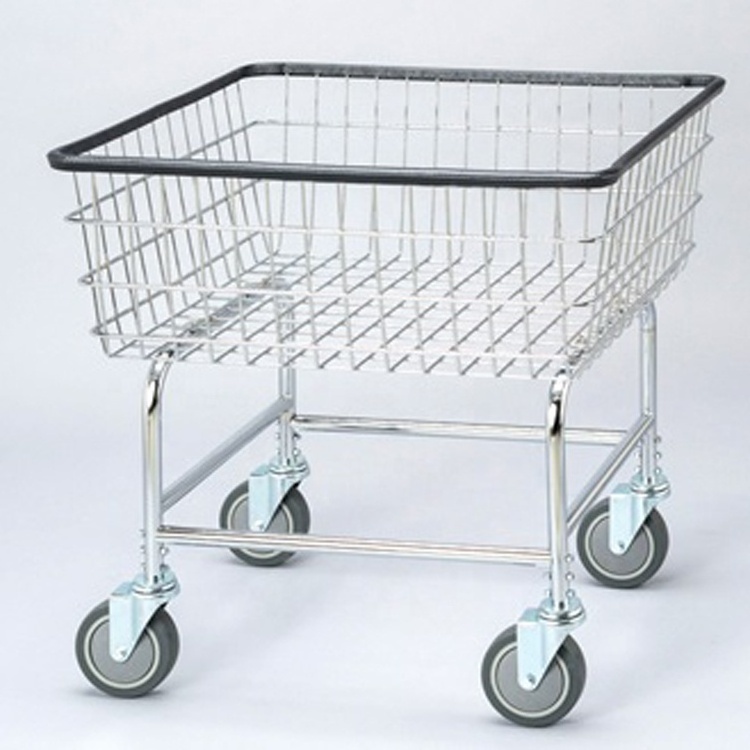 Heavy Duty Rolling Laundry Cart With Removable Basket And Hanging Bar