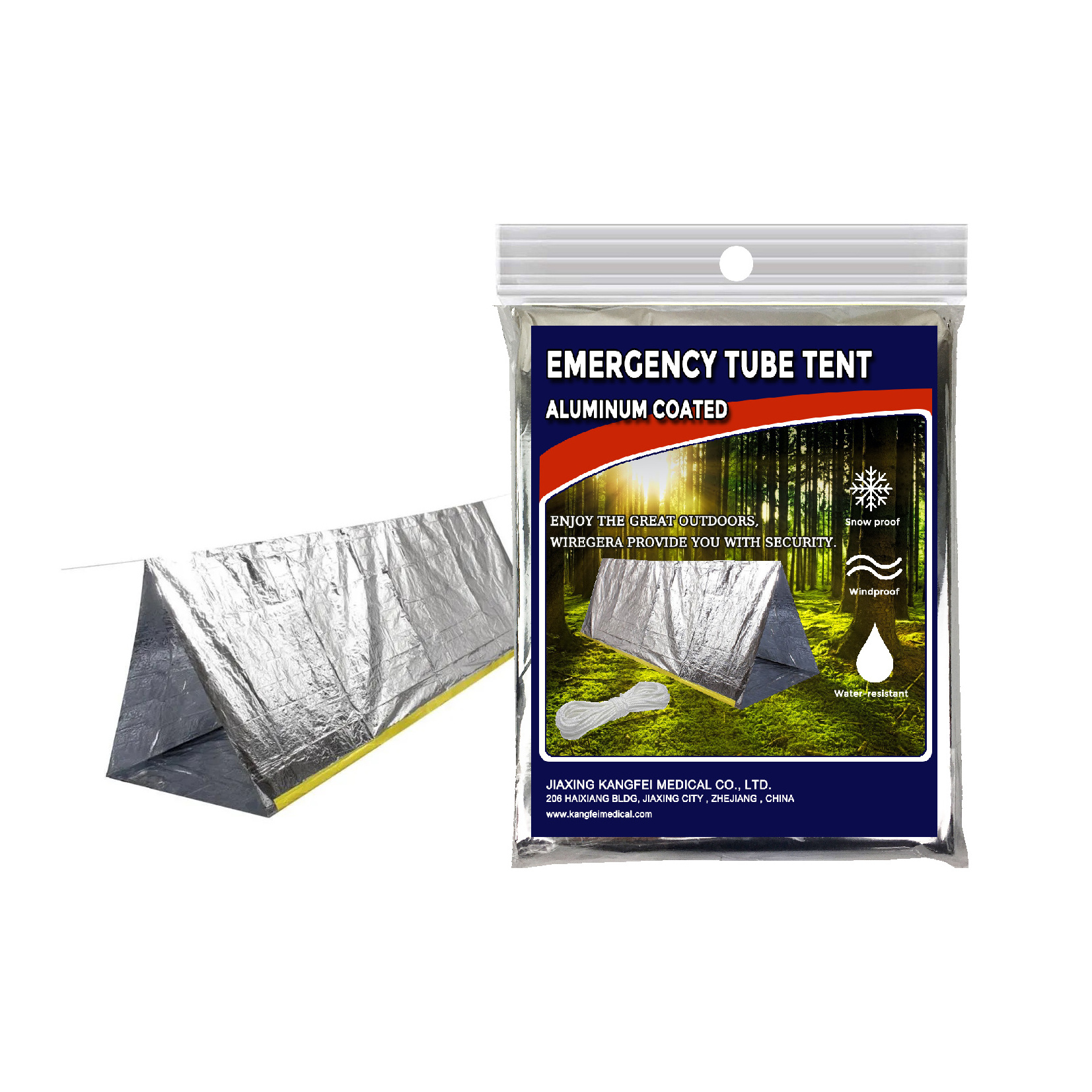 Emergency Survival Life Tent 2-Person Foil Shelter for Camping & Hiking Durable Outdoor Survival Shelter Tube Tent