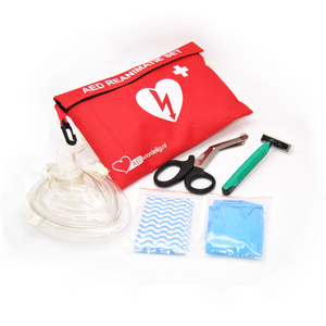 CPR/AED Rescue Kit with CPR Mask in Red Nylon Pouch