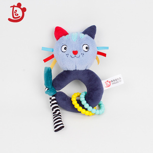 hot selling products 2024 Factory custom kitten animal stuffed rattle toy baby rattle plush toy musical baby toy