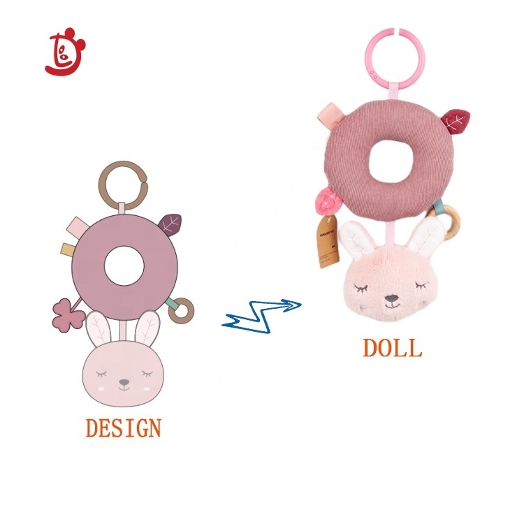 Factory wholesale baby plush bed hanging rattle toys Cartoon rabbit design stroller hanging rattle baby toys 0-12 months