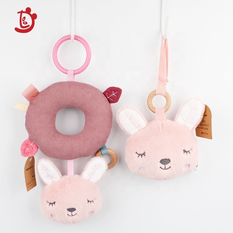 Factory wholesale baby plush bed hanging rattle toys Cartoon rabbit design stroller hanging rattle baby toys 0-12 months