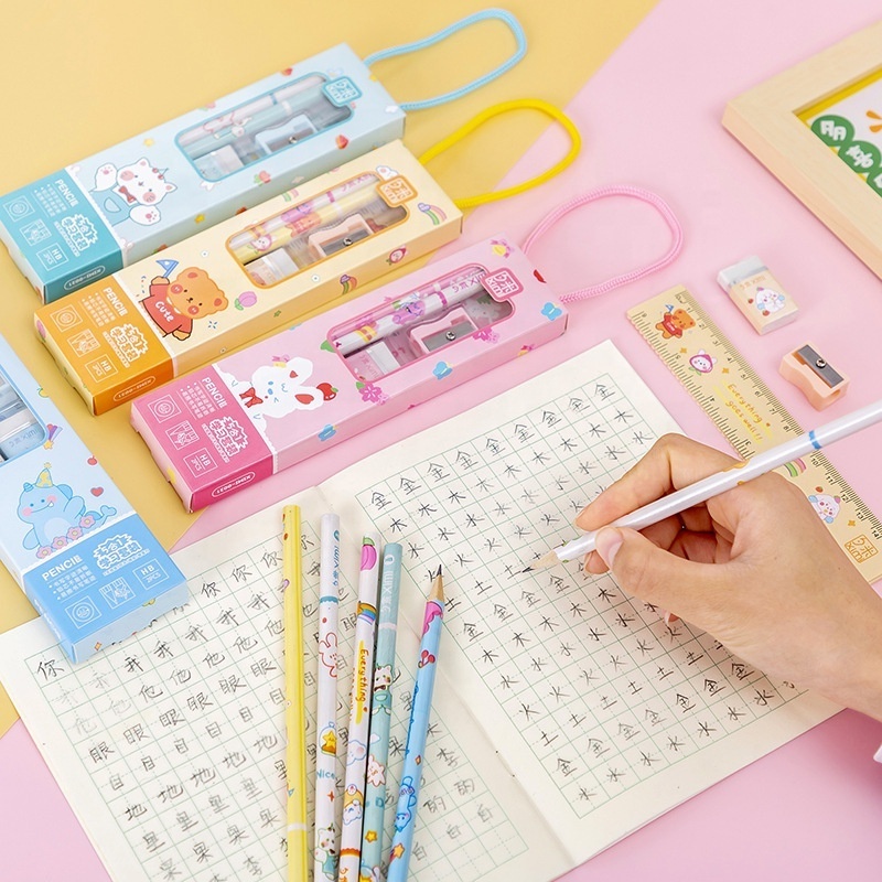 Kindergarten Elementary School Stationary Set 5pcs Cute Stationary Supplies Children's Day Present Creative Stationery Set