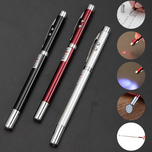 Hot Selling Metal Black Multifunctional Teach Tool Pen 4-IN-1 Laser LED torch Magnetic Telescopic Pointer Ballpoint Pen with box