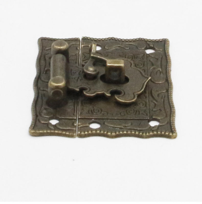 Antique Small Box Antique Latch Hook Hasp Cabinet Bronze Hinges for Wood Jewelry Catch