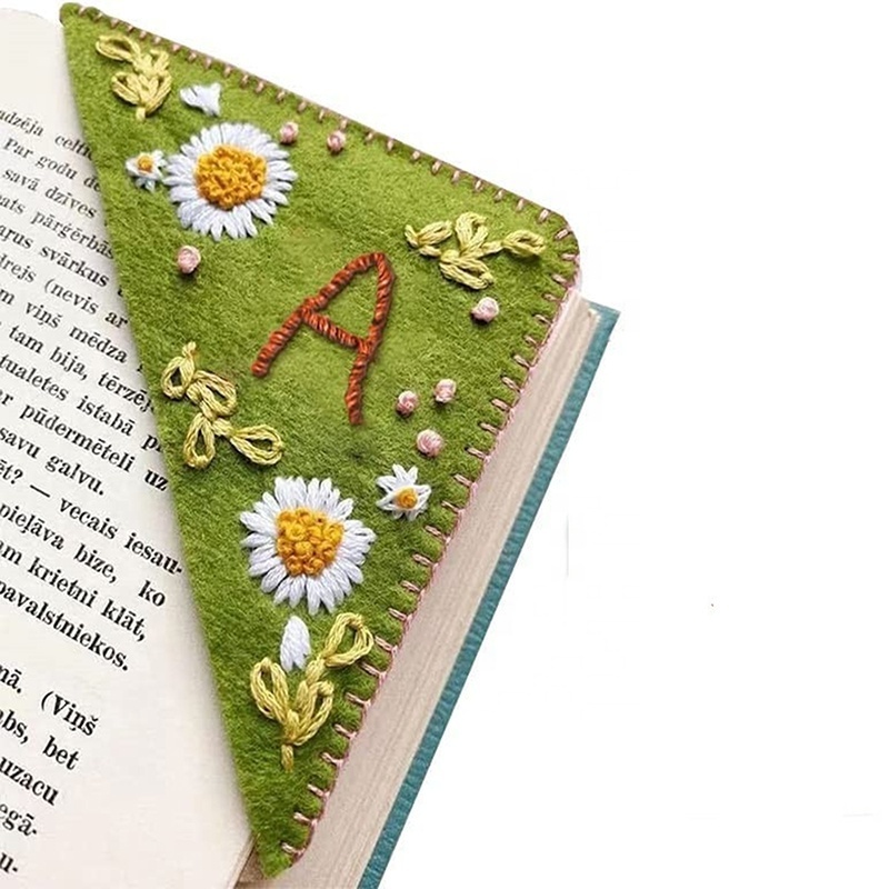 Handmade Embroidery Book Corner Personalized Embroidered Flower Alphabet Bookmark custom bookmarks for book