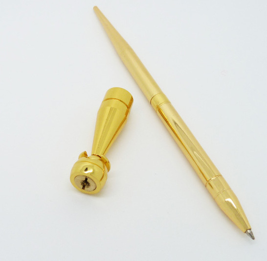 Office Desktop Accessories Heavy Stand Table Pen Set Exquisite Swivel Metal Bullet Shape Desk Pen Holder with ballpen