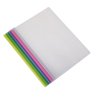 recycle PP office stationery  A4 size transparent plastic report cover colorful clear Q spine slide bar file folder