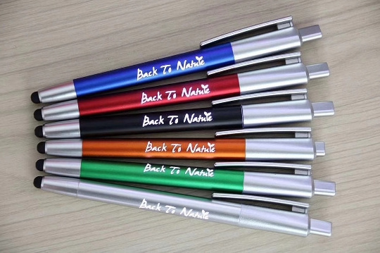 highlighter medical promotion New metal Color Change Led Logo light on ball pen with stylus pen light up engrave logo