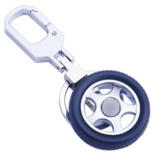 Advertising Gift Car Club Parts Tyre Key rings 360 Degree Rotate Metal Keychain with logo customized