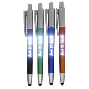 highlighter medical promotion New metal Color Change Led Logo light on ball pen with stylus pen light up engrave logo