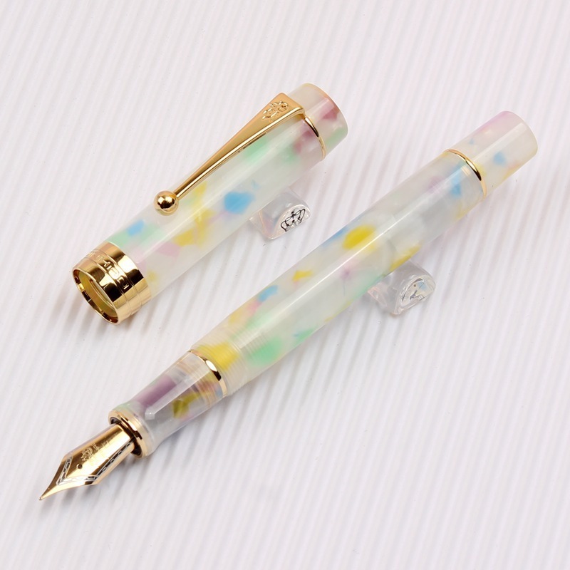 Jinhao Century Luxury Design Crushed Healing Quartz Full Acrylic Pen Delicate F Calligraphy Fountain Pen with Arrow Clip