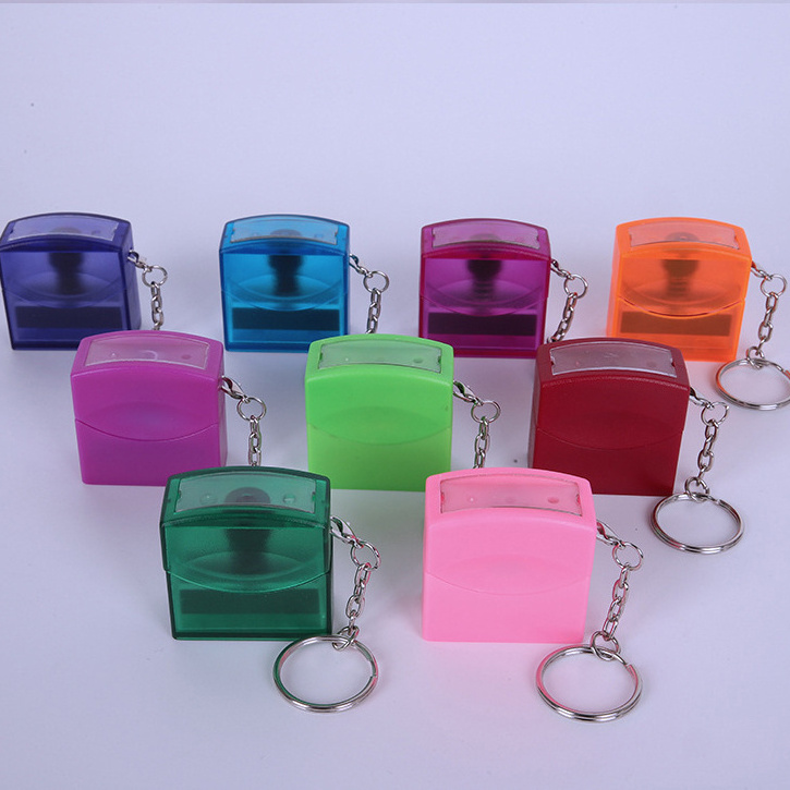 Photosensitive Seal Stamp Keychain Custom Self Inked Rubber Stamps Rectangular QR Code Name Stamp with Keyring