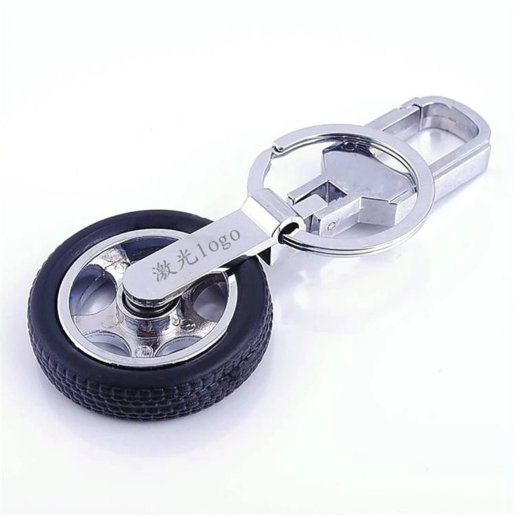 Advertising Gift Car Club Parts Tyre Key rings 360 Degree Rotate Metal Keychain with logo customized