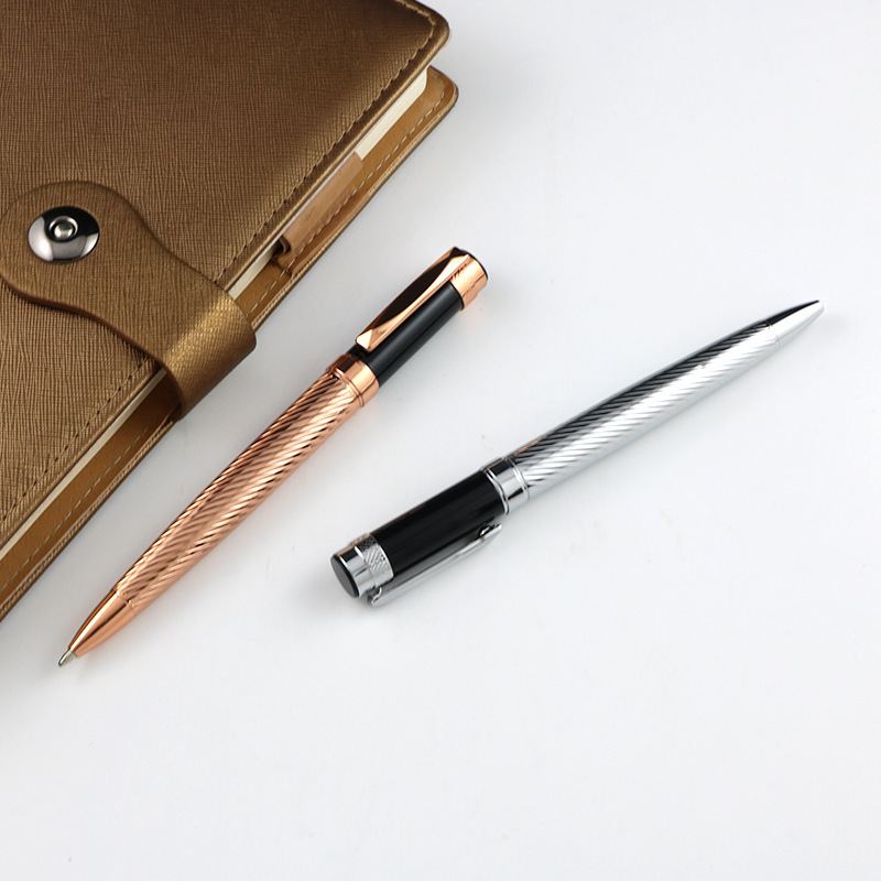 Promotion Laser Engraved Custom Logo Ballpoint Pen Laser Rose Gold Silver Black Ball Pen  Engraved ballpoint pen