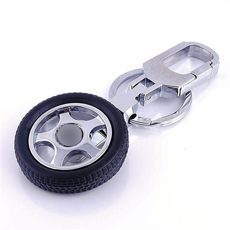 Advertising Gift Car Club Parts Tyre Key rings 360 Degree Rotate Metal Keychain with logo customized