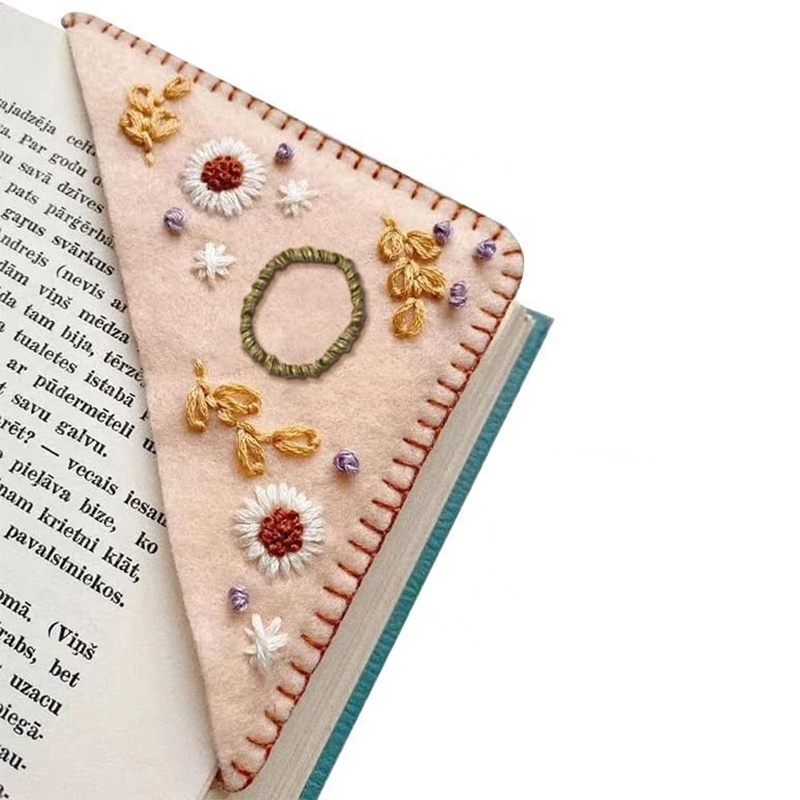 Handmade Embroidery Book Corner Personalized Embroidered Flower Alphabet Bookmark custom bookmarks for book