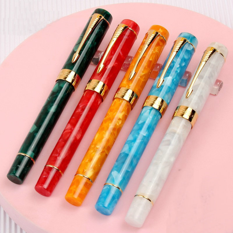 Jinhao Century Luxury Design Crushed Healing Quartz Full Acrylic Pen Delicate F Calligraphy Fountain Pen with Arrow Clip