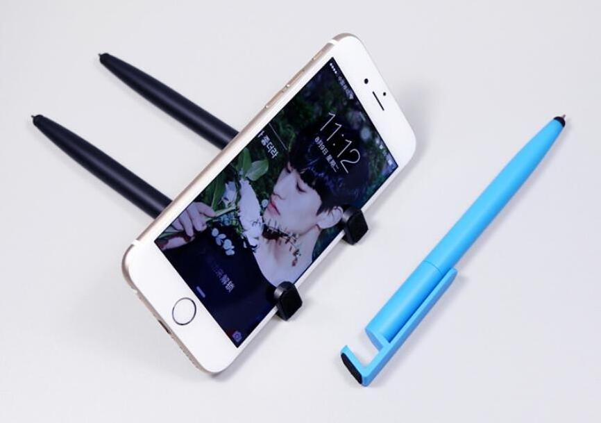 4 in 1 plastic ballpoint pen stylus  pen mobile phone holder with screen clean head multifunctional pen