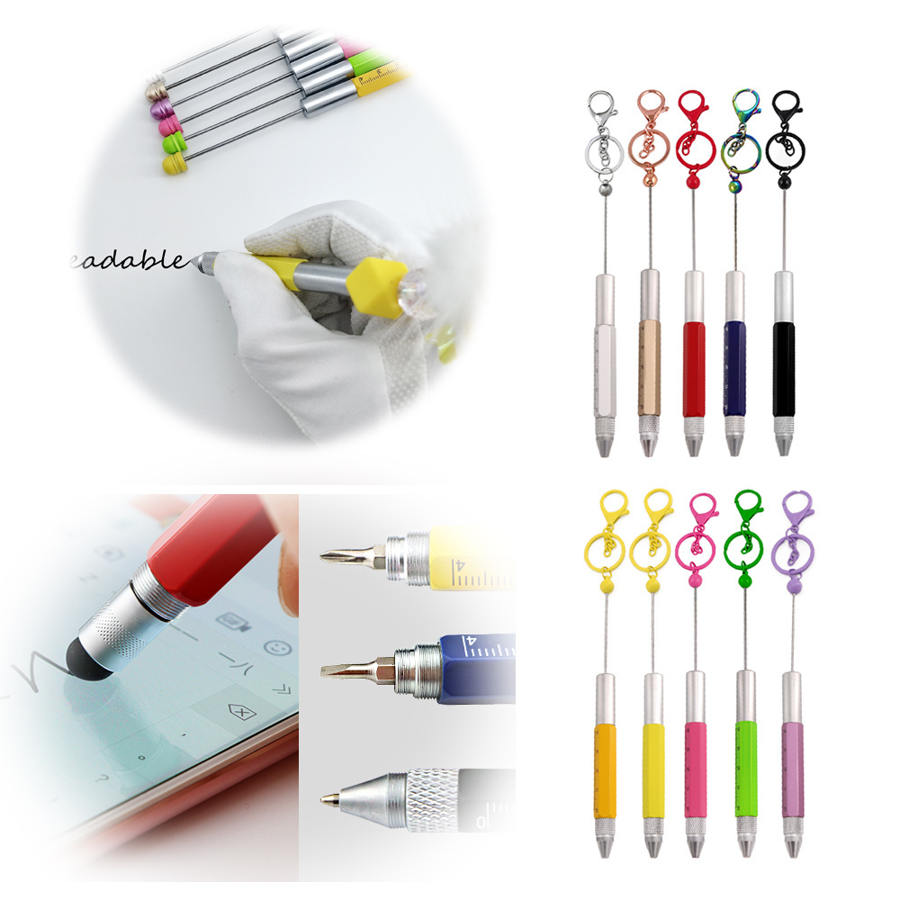 New Gadget DIY Beaded Long Key chain Scribe Bars Finder Cross Mini Beadable Tool Pen keychain