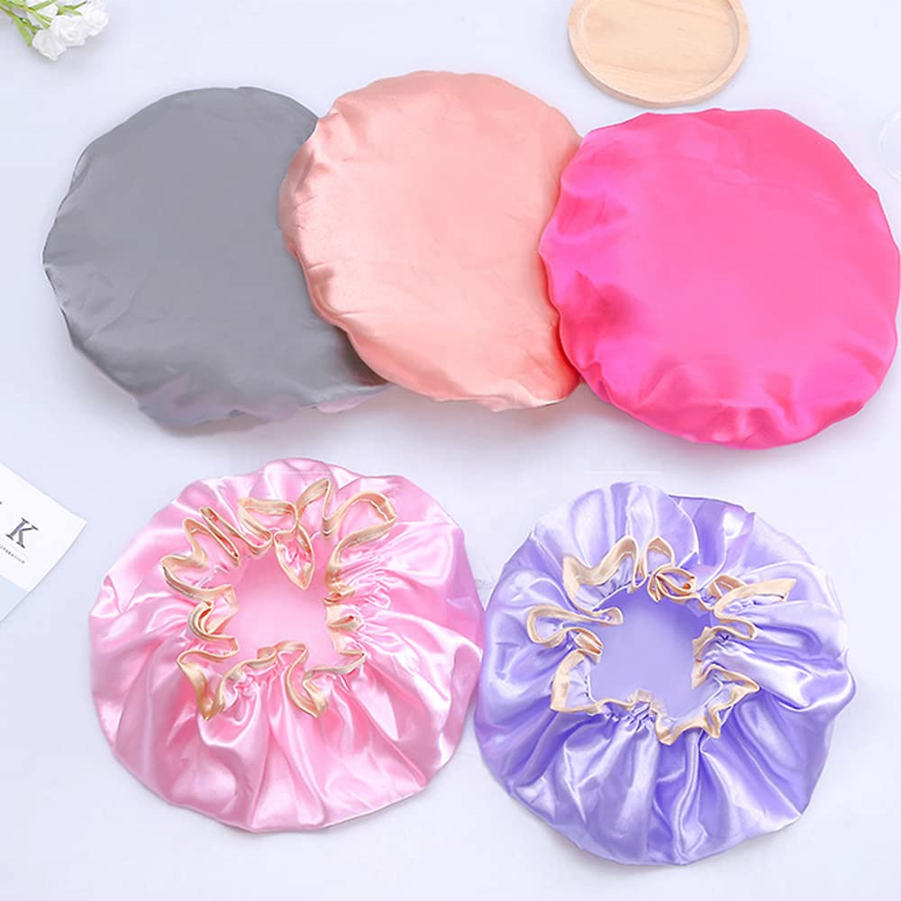 waterproof cap bathroom double layer plastic rain shower laundry hat bonnet women bonnet wholesale