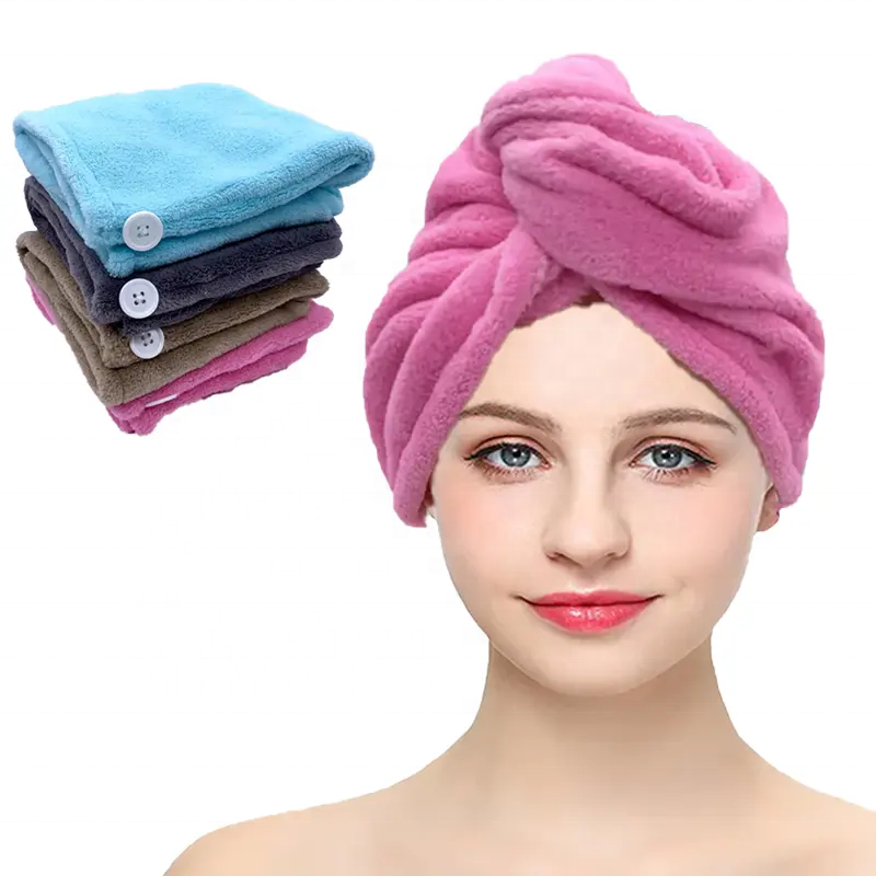 Spa double thick bamboo charcoal microfiber turban hair dressing quick drying towel wrap for curly hair towel