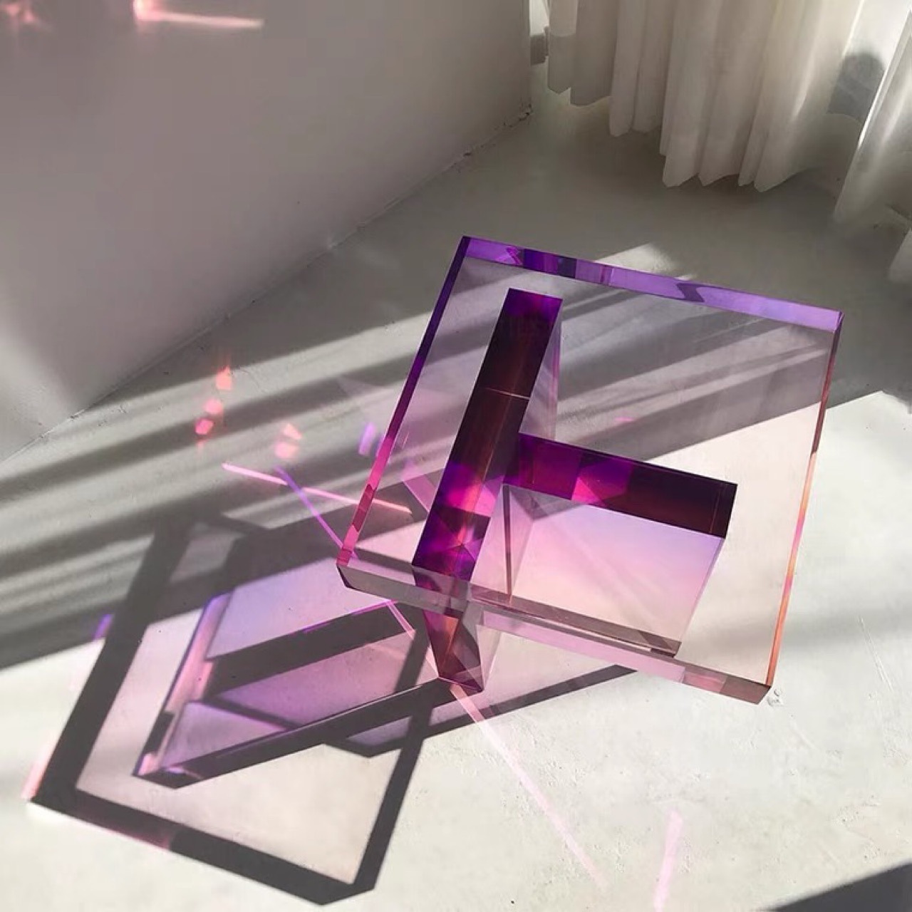 Nordic Pink Purple Small Tea Table Light Luxury Shows Acrylic Contracted Square Table