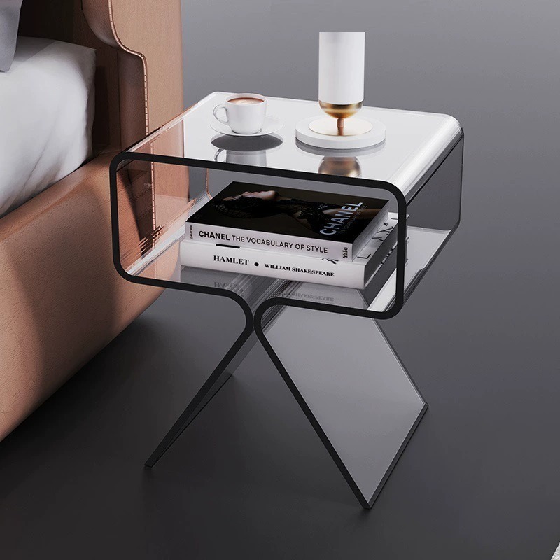 Minimalist Transparent Acrylic Side Table Sofa Coffee Table Floor Creative Small Side Table