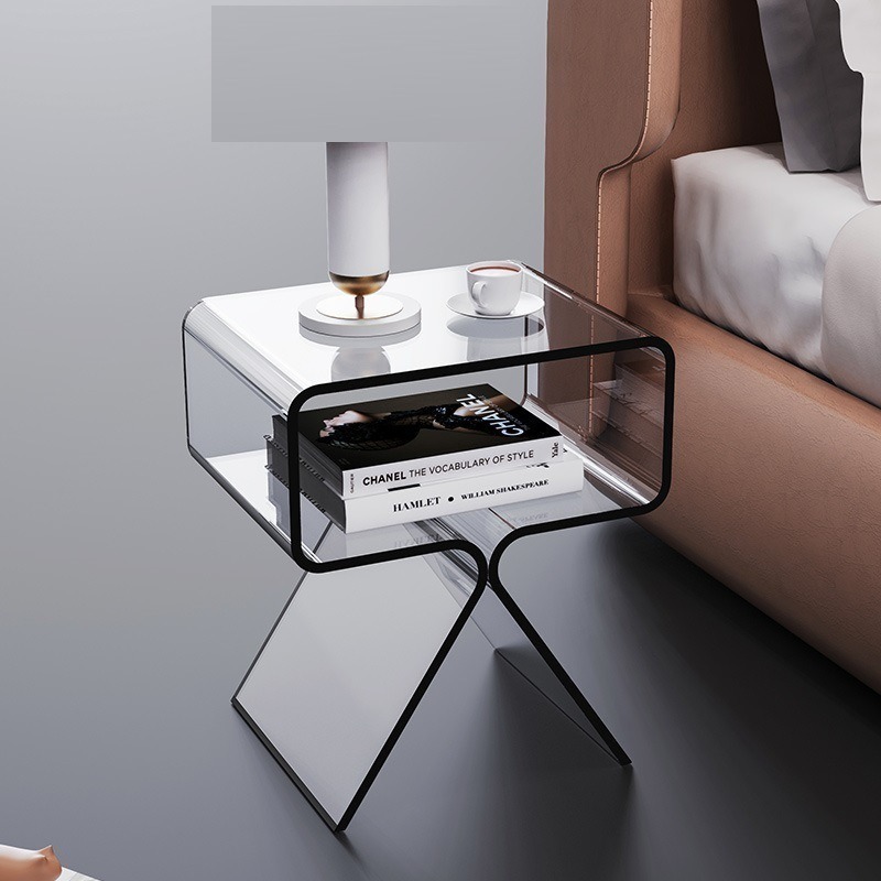 Minimalist Transparent Acrylic Side Table Sofa Coffee Table Floor Creative Small Side Table