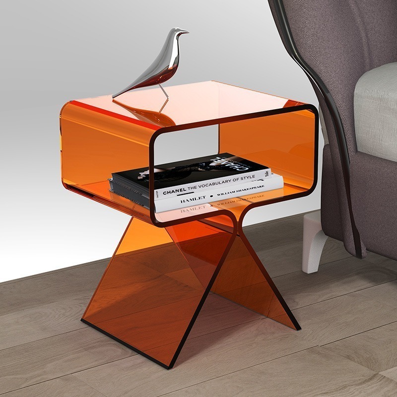 Minimalist Transparent Acrylic Side Table Sofa Coffee Table Floor Creative Small Side Table